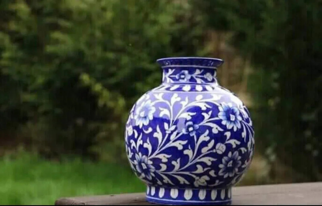 Handmade Ceramic Flower Vase for Home Decor and Gifting Blue Color - ArtyCraftz.com