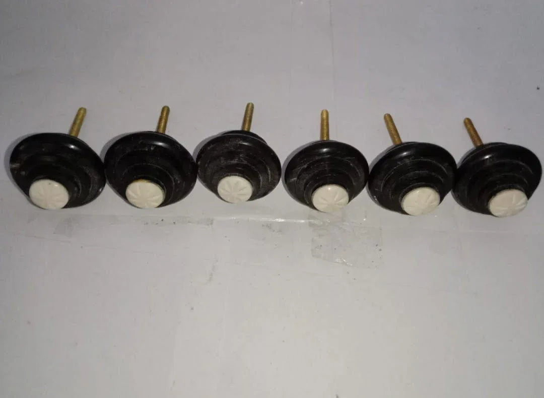 Handmade Ceramic Knobs for Kitchen Cabinets and Drawer Black Color - ArtyCraftz.com