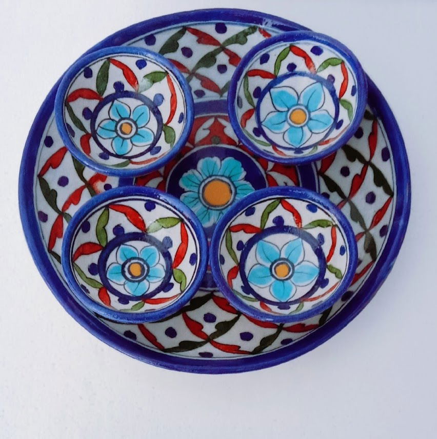Handmade Ceramic Plate and Bowls Blue Color - ArtyCraftz.com