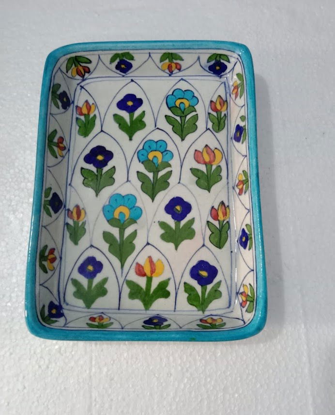 Handmade Ceramic Serving Tray for Home Decor and Gifting 10* 6 Inches - ArtyCraftz.com
