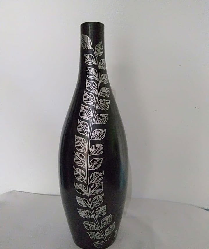 Handmade Clay Flower Vase for Home Decor and Gifting 12 Inches - ArtyCraftz.com