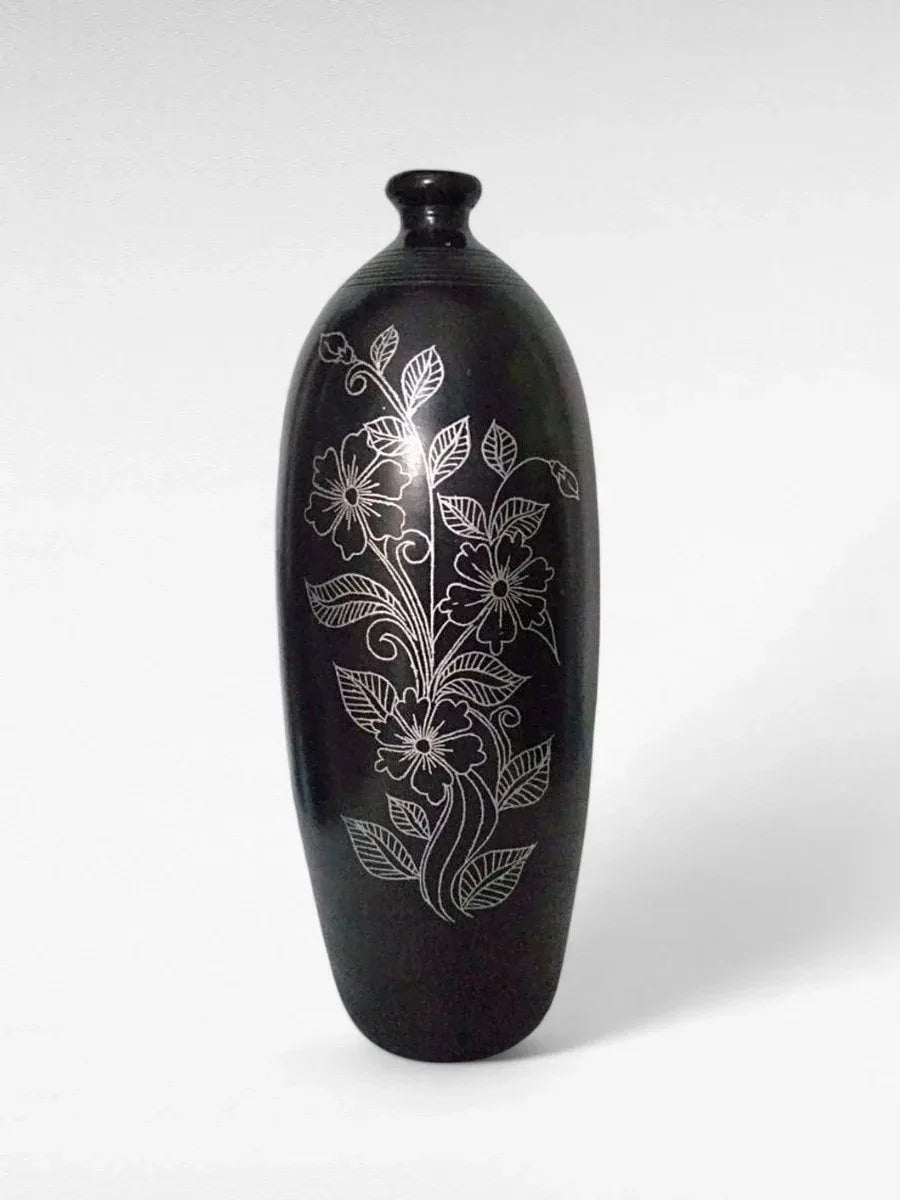 Handmade Clay Flower Vase for Home,Office Decor and Gifting 11 Inches - ArtyCraftz.com