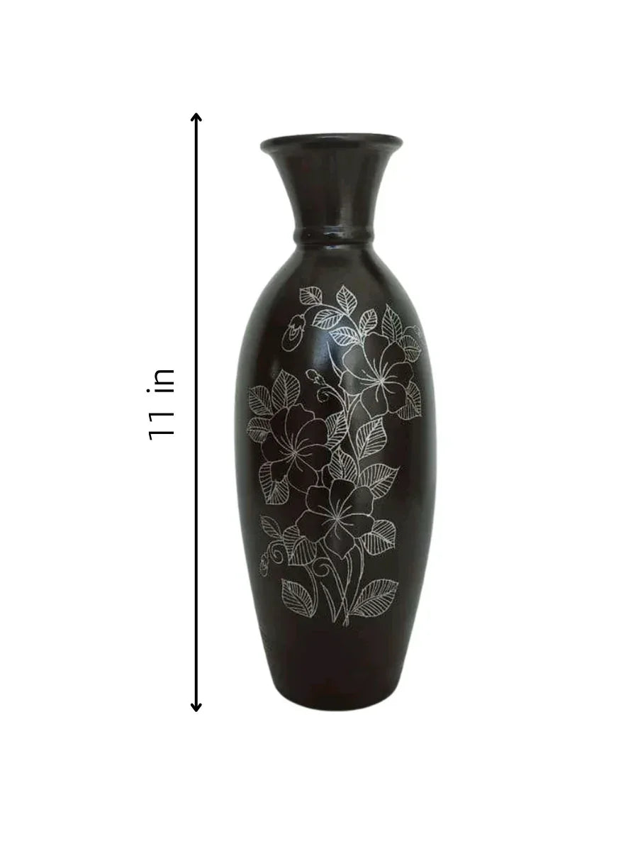 Handmade Clay Vase for Home Decor and Gifting 11 Inches - ArtyCraftz.com
