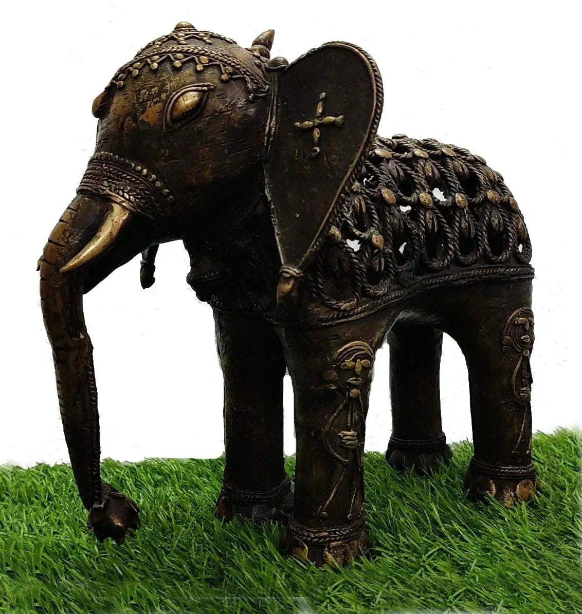Handmade Dhokra Antique Jali Elephant Statue - ArtyCraftz.com
