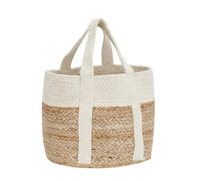 Handmade Jute and Cotton Storage Basket for Accessories - ArtyCraftz.com