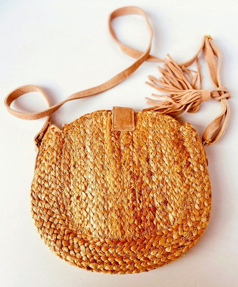 Handmade Jute and Leather Hand Bag for Accessories - ArtyCraftz.com