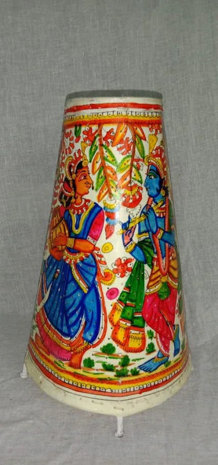 Handmade Leather Art Work Leather God Painted Lamp Shade Without Bulb 12 Inches Multi Color - ArtyCraftz.com