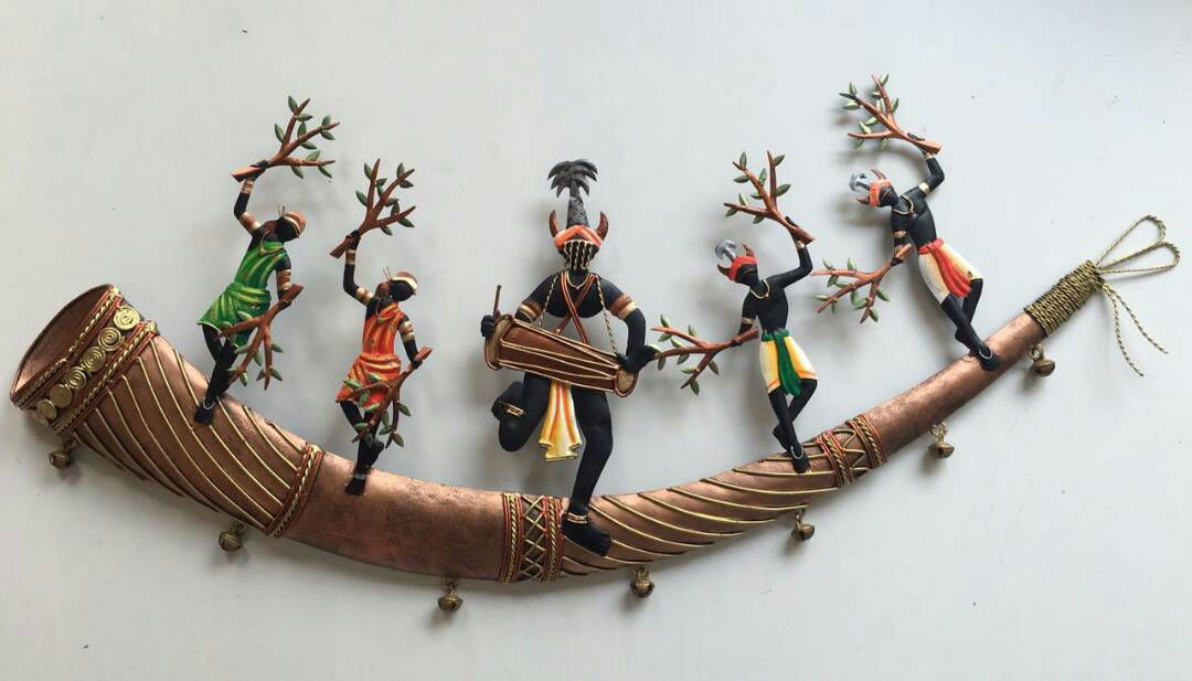 Handmade Metal Aadivasi Tree Trumpet for Wall Hanging for Home Decor and Gifting 30*12 Inches - ArtyCraftz.com
