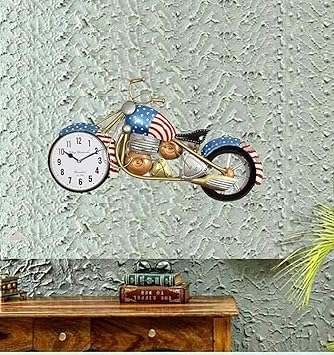 Handmade Metal Bike Wall Clock for Home Decor and Gifting