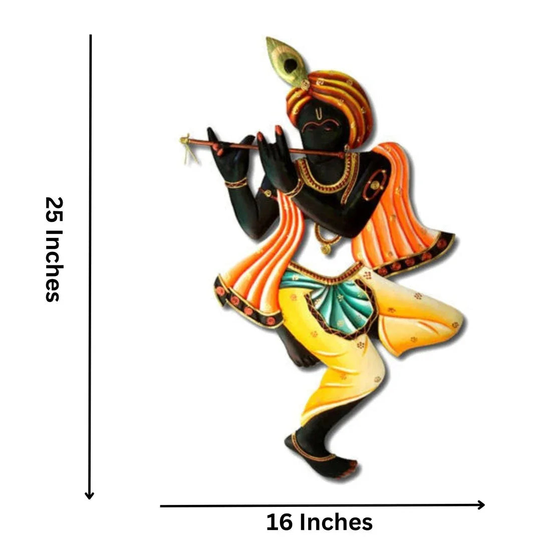 Handmade Metal Color Krishna Flute for Home Decor and Gifting 24*15 Inches