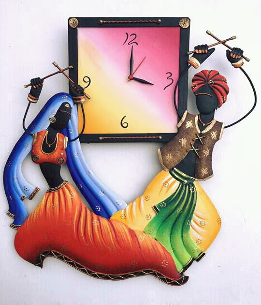 Handmade Metal Dandiya Wall Clock Home Decor Gifting - ArtyCraftz.com