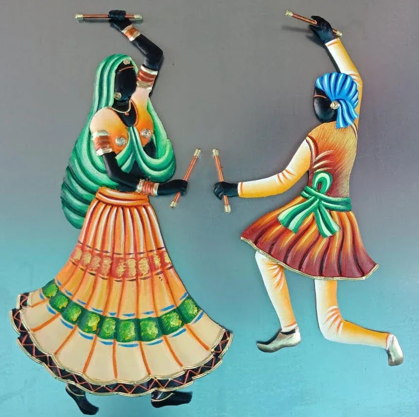 Handmade Metal Rajasthani Dandiya Couple Wall Hanging Decor - ArtyCraftz.com