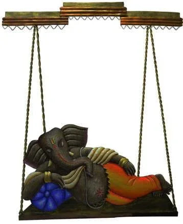 Handmade Metal Sleeping Ganesh Zula for Home Decor and Gifting 26*20 Inches - ArtyCraftz.com