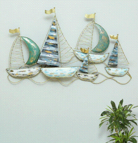 Handmade Metal W-Marina Boat Wall Decor and Home Decor and Gifting - ArtyCraftz.com