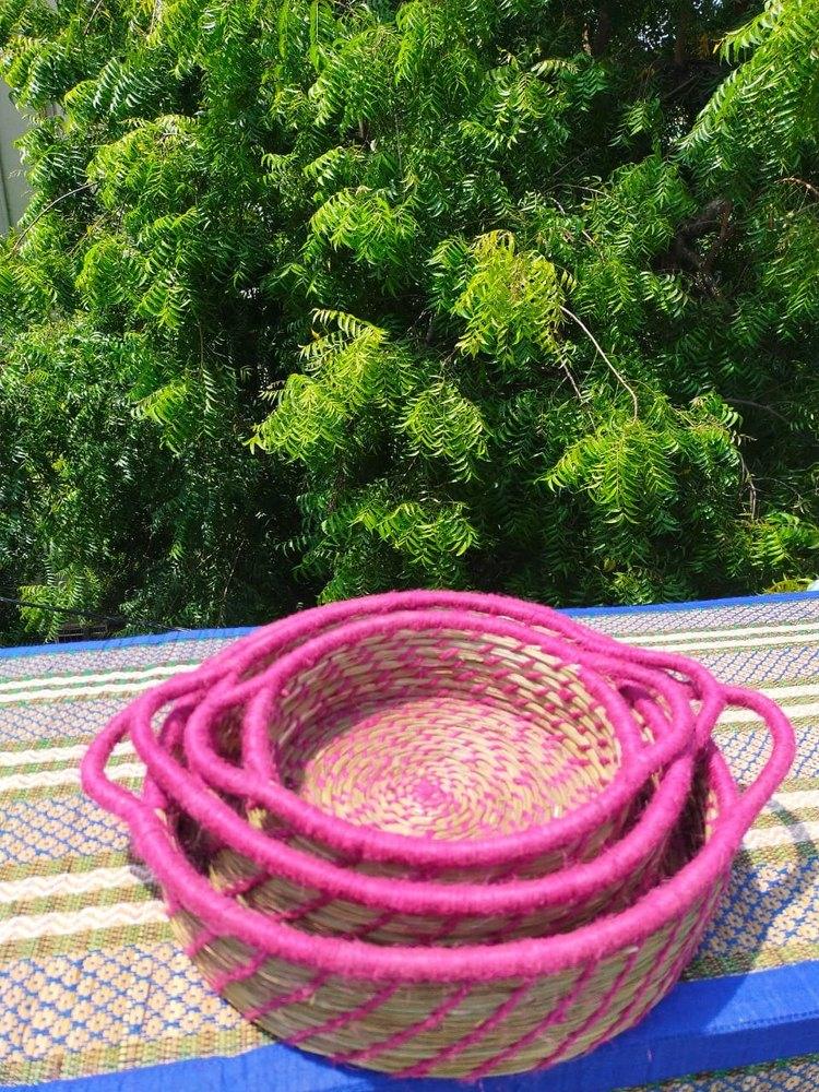 Handmade Pink Sabai Serving basket