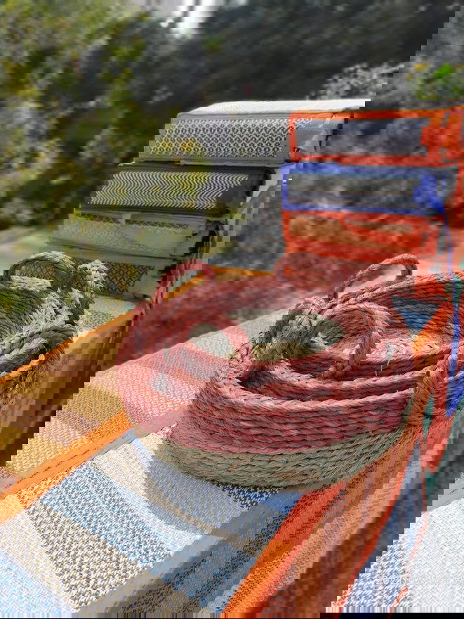 Handmade Red Sabai Organizer set of 3 - ArtyCraftz.com