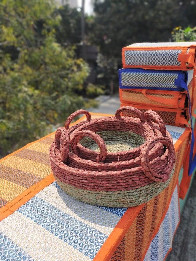 Handmade Red Sabai Organizer set of 3 - ArtyCraftz.com