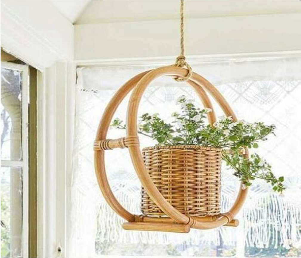 Handmade Round Hanging Decorative Cane Planter - ArtyCraftz.com