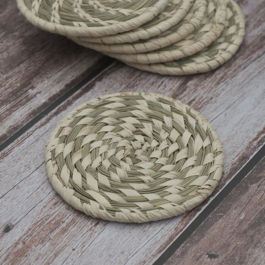 Handmade Sabai Grass Coaster Set of 6 + Box - ArtyCraftz.com