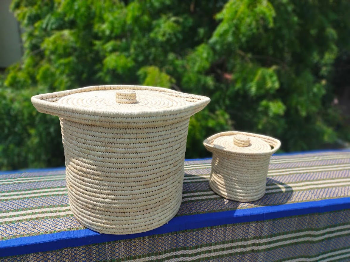 Handmade Sabai combo Basket with Lid - ArtyCraftz.com