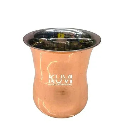 Handmade Set of 4 Pure Steel Copper Glass, Curved Shape (200 ml Each) - ArtyCraftz.com