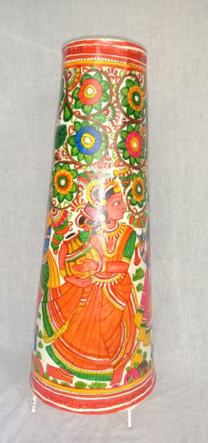 Handmade Traditional Painted Leather Lamp Multi Color 25 Inches - ArtyCraftz.com