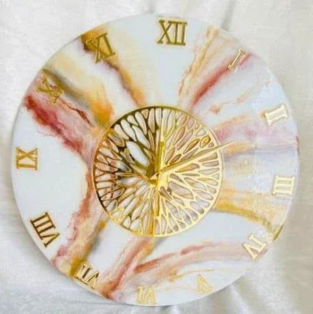 Handmade White & Gold Wall Clock – Custom Wall Clock 16 & 18 Inches - ArtyCraftz.com