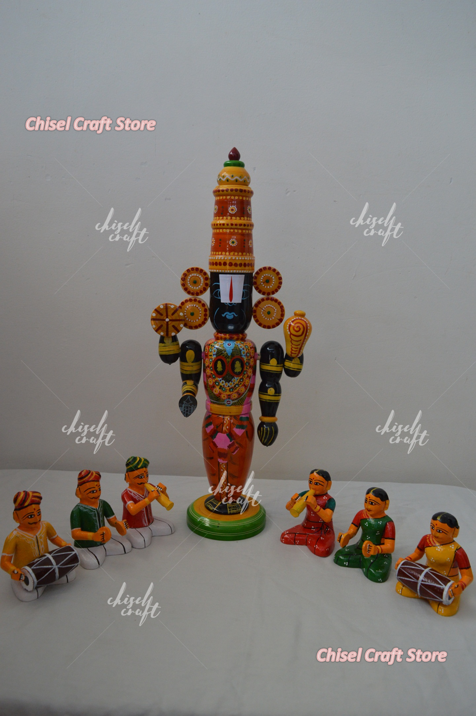 Handmade Wooden Etikoppaka Balaji with BandSet - ArtyCraftz.com