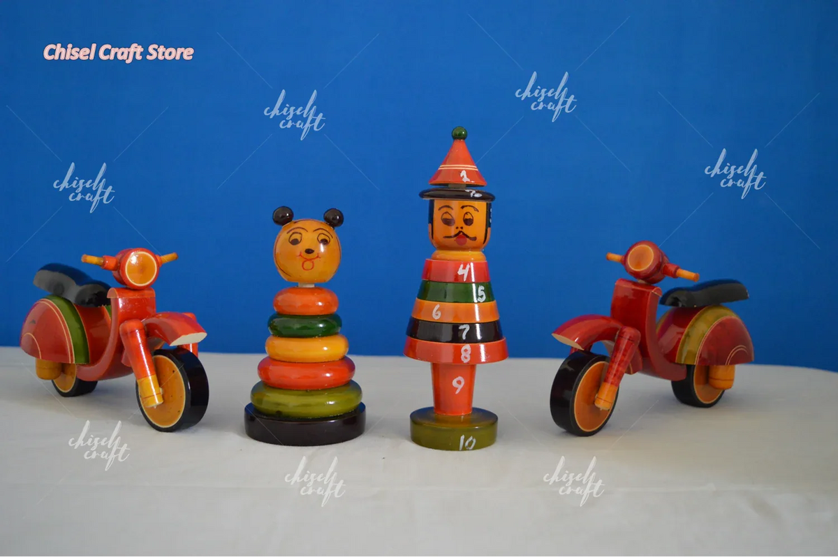 Handmade Wooden Etikoppaka Children play toys - ArtyCraftz.com