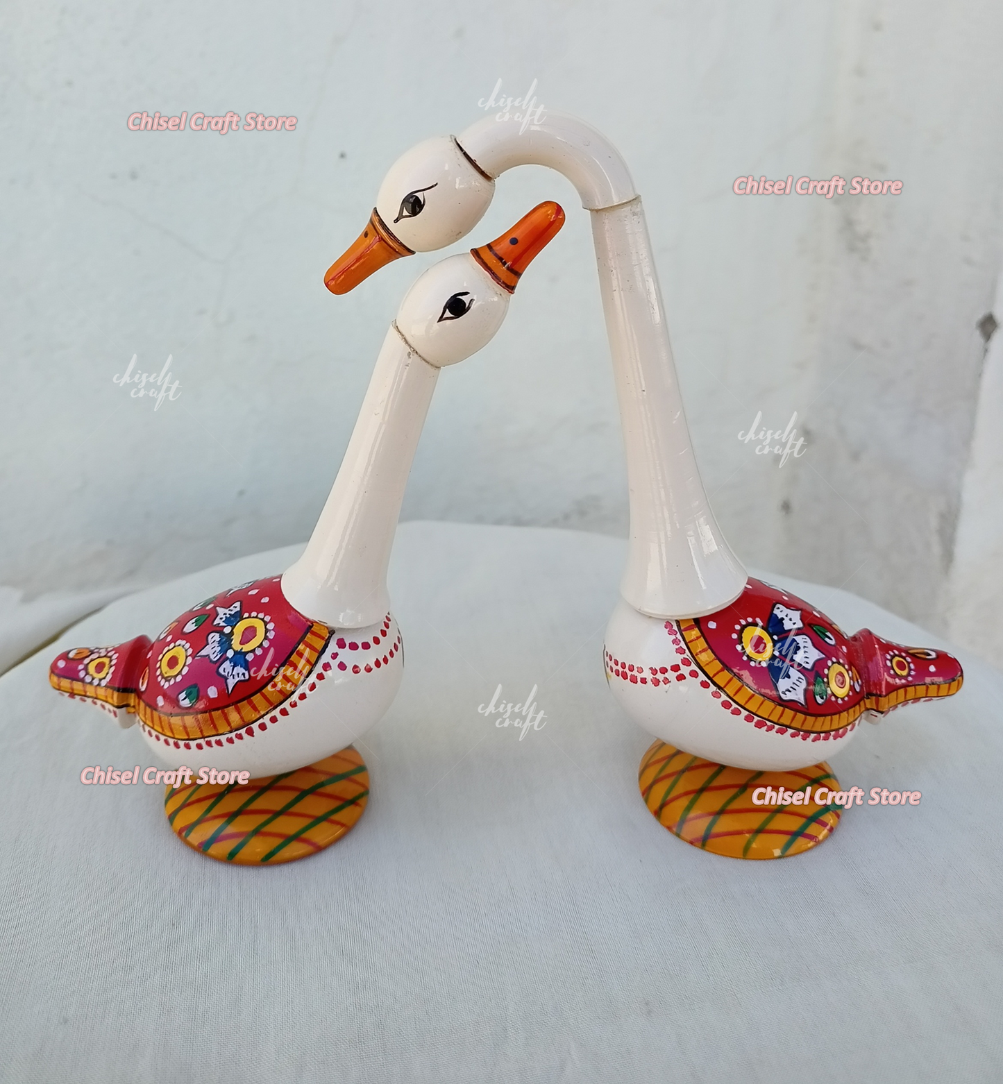 Handmade Wooden Etikoppaka Crane Birds Pair - ArtyCraftz.com