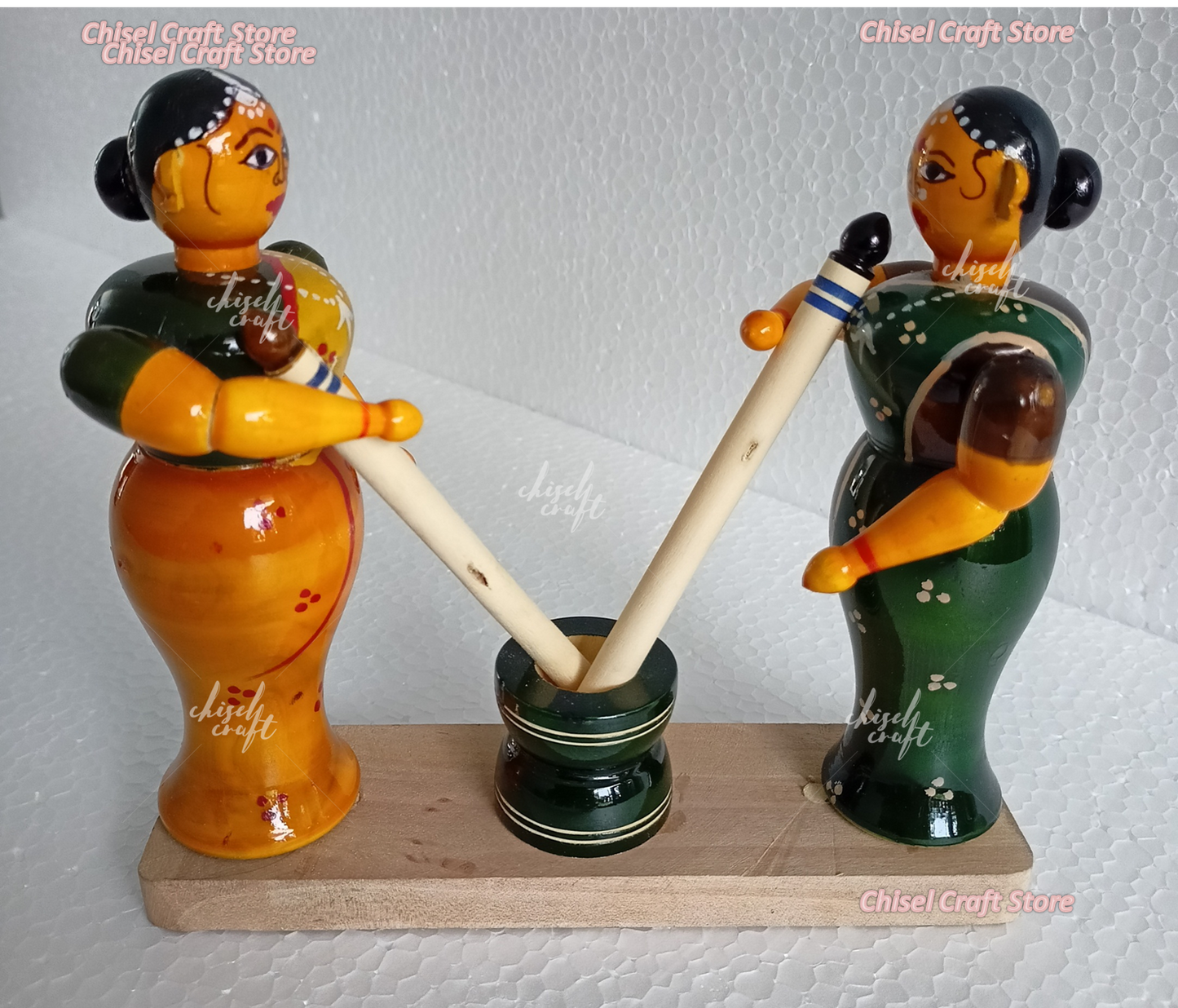 Handmade Wooden Etikoppaka Haldi making ladies - ArtyCraftz.com