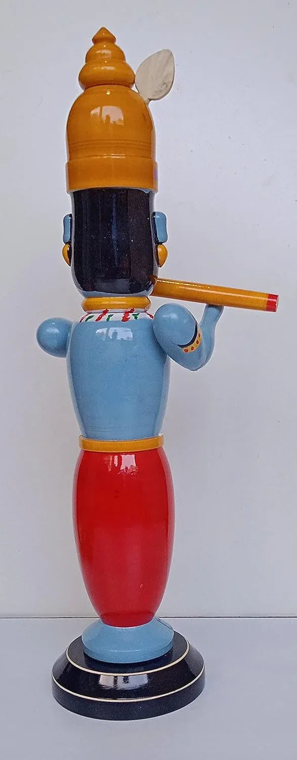Handmade Wooden Etikoppaka Standing Sri Krishna Idol-ArtyCraftz