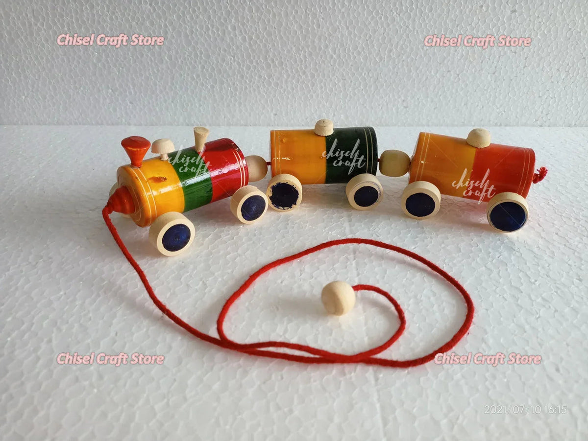 Handmade Wooden Etikoppaka Train Toy - ArtyCraftz.com