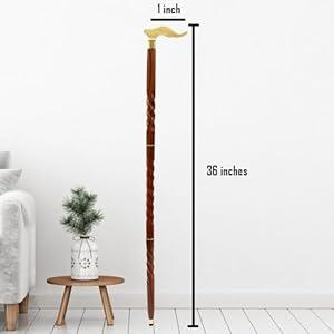 Handmade Wooden Folding Walking Stick 36 Inches with Brass Handle - ArtyCraftz.com