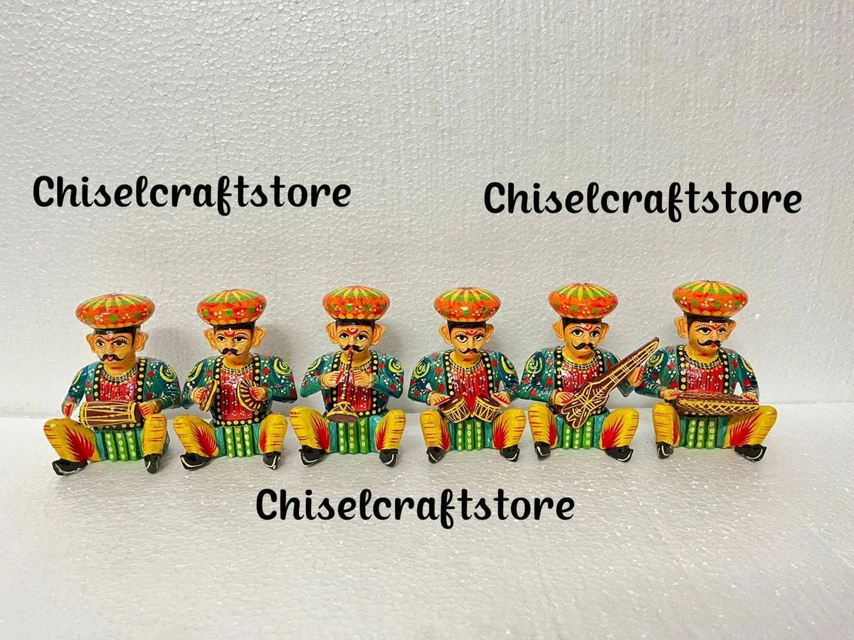 Handmade Wooden Rajasthani 6 Piece Musician Bawla Set Big - ArtyCraftz.com