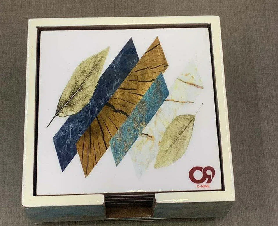 Handmade Wooden Square Coaster Set of 6 Pieces - ArtyCraftz.com
