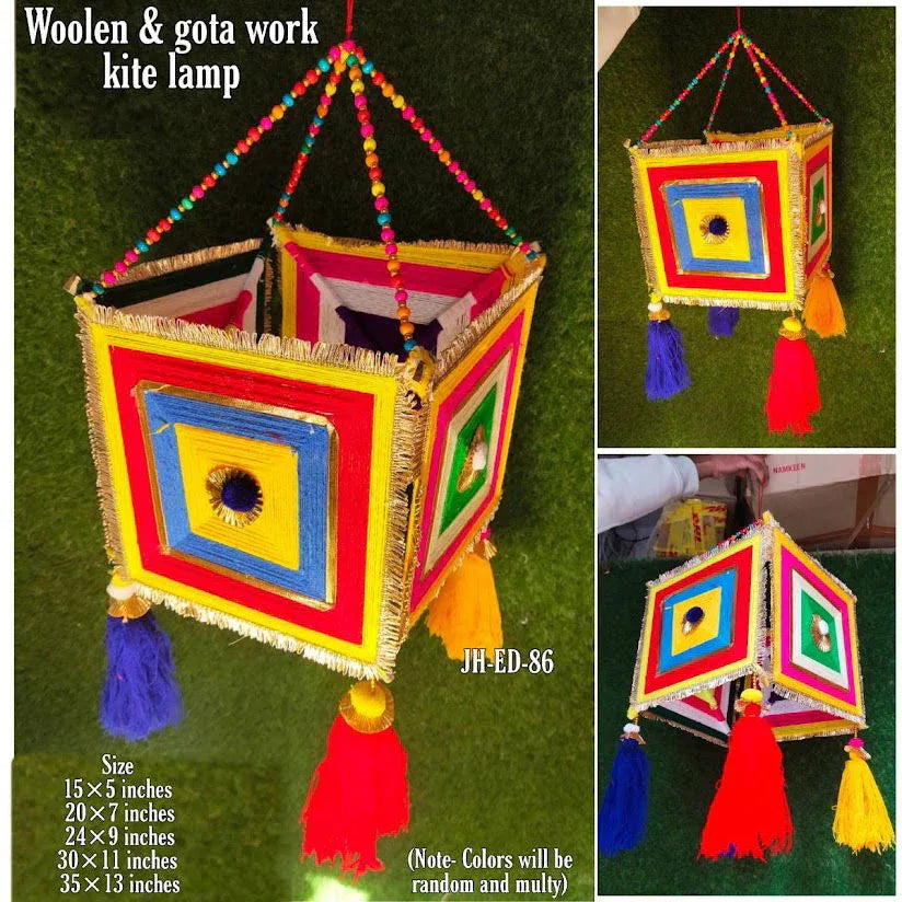 Handmade Woollen & gota work kite lamp 35*13 Inches - ArtyCraftz.com