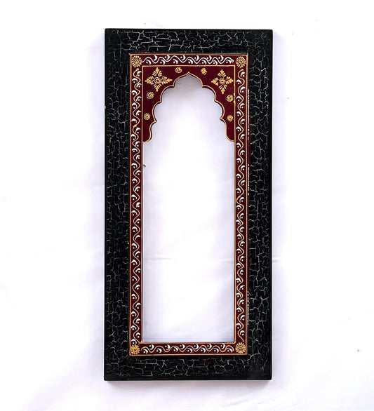 Handpainted Rectangle Wall Hanging Black Colour Jharokha Frame