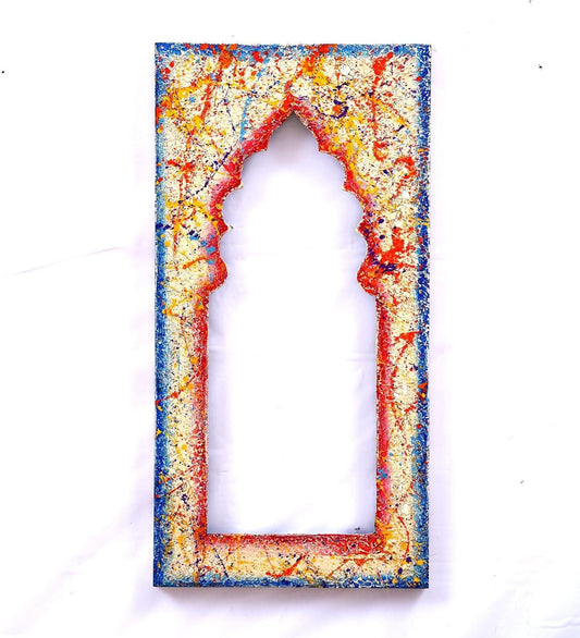 Handpainted Rectangle Wall Hanging White Colour Jharokha Frame - ArtyCraftz.com