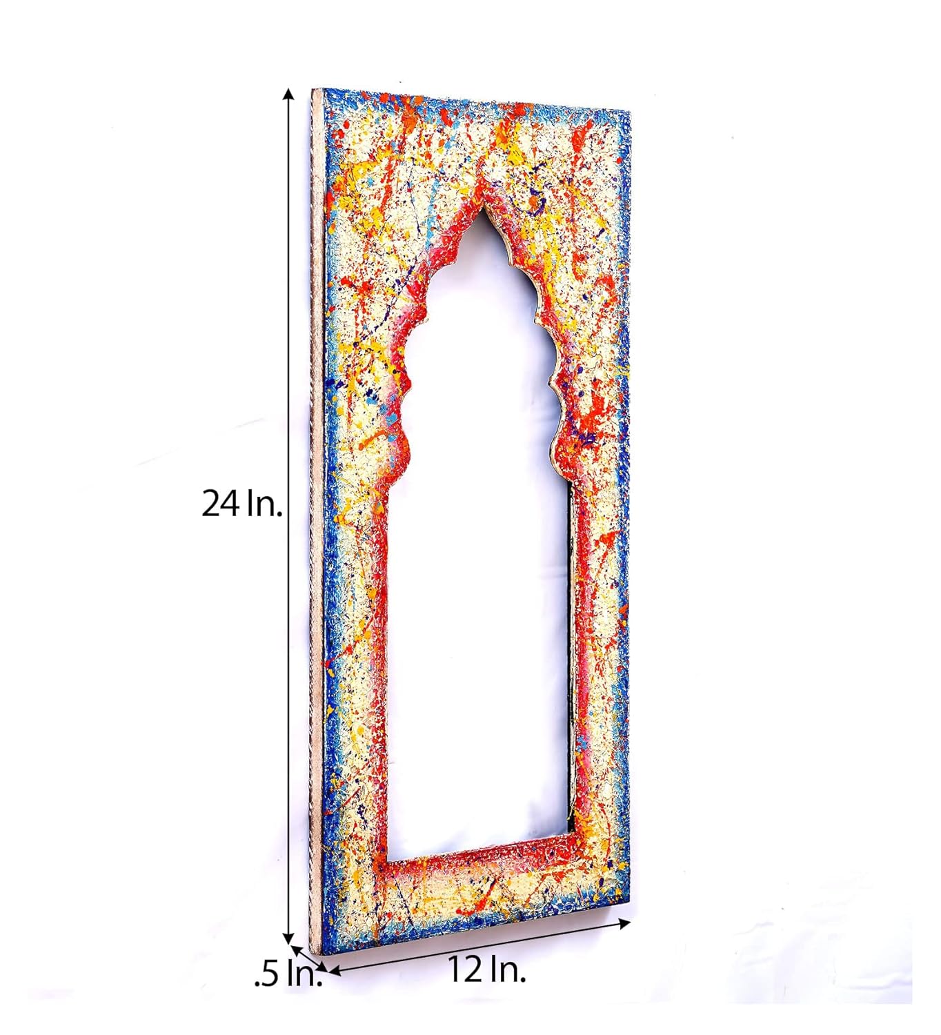 Handpainted Rectangle Wall Hanging White Colour Jharokha Frame - ArtyCraftz.com