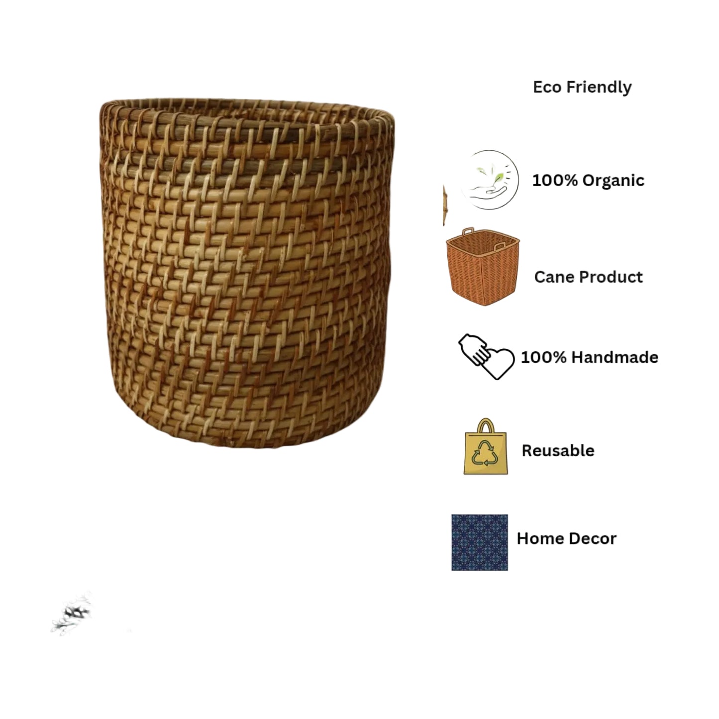 Handwoven Cane Planter Round-ArtyCraftz.com