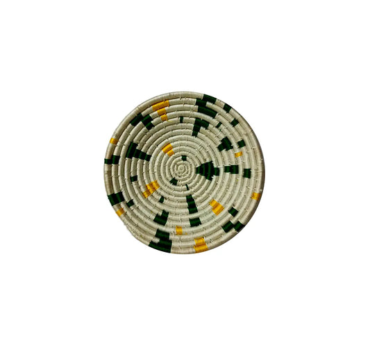 Handwoven Sabai Grass Wall Plate – Natural Beige with Green & Yellow Accents (8, 10, 12 Inch)-ArtyCraftz.com