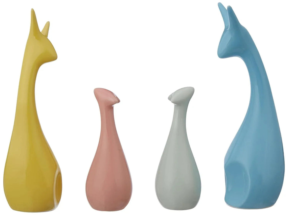 Happy Deer Family Action Statue Piano Finish Ceramic Figures