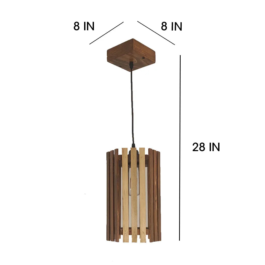 Hexa Brown Wooden Single Hanging Lamp-ArtyCraftz.com
