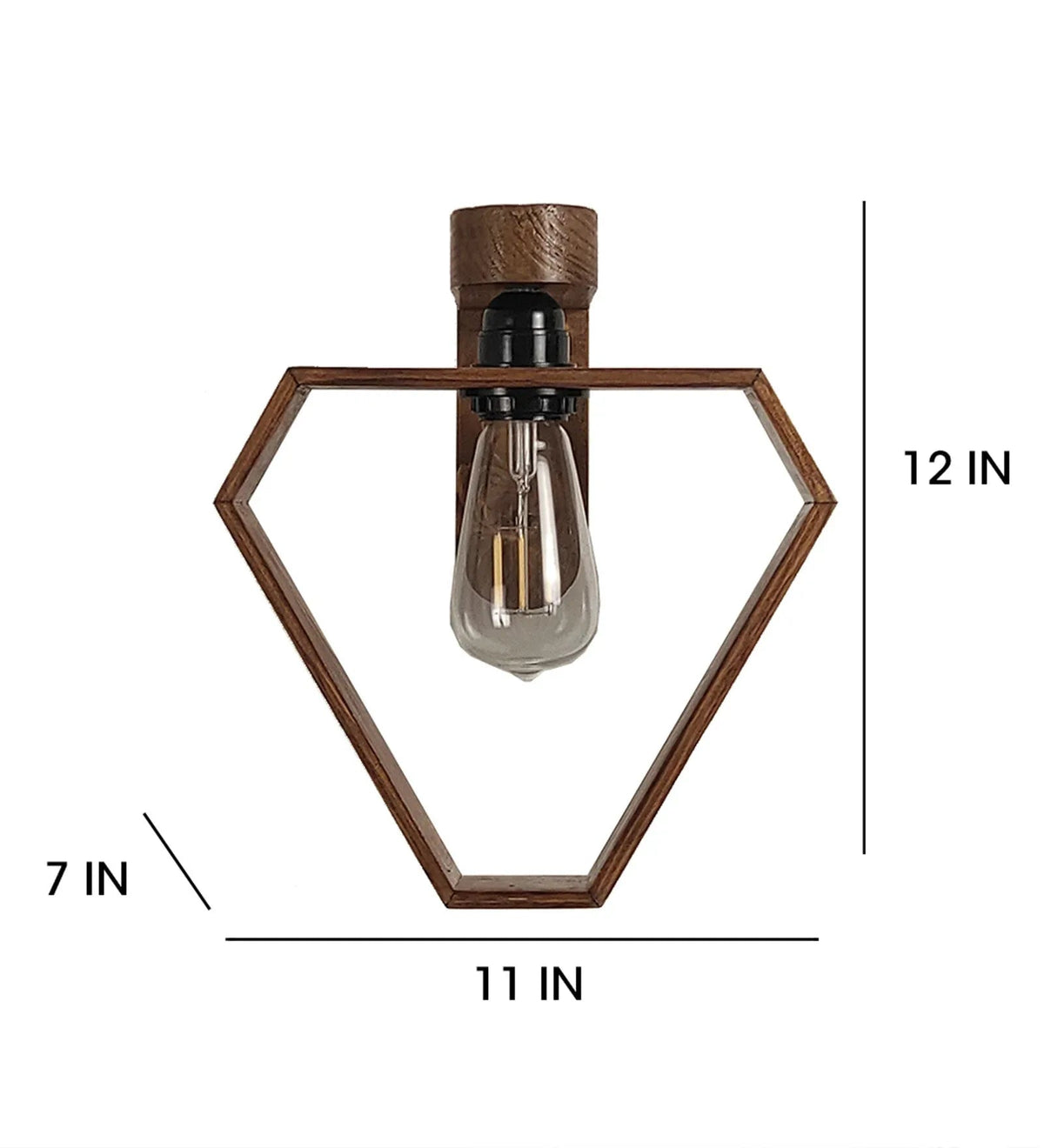 Hexad Brown Wooden Wall Lamp
