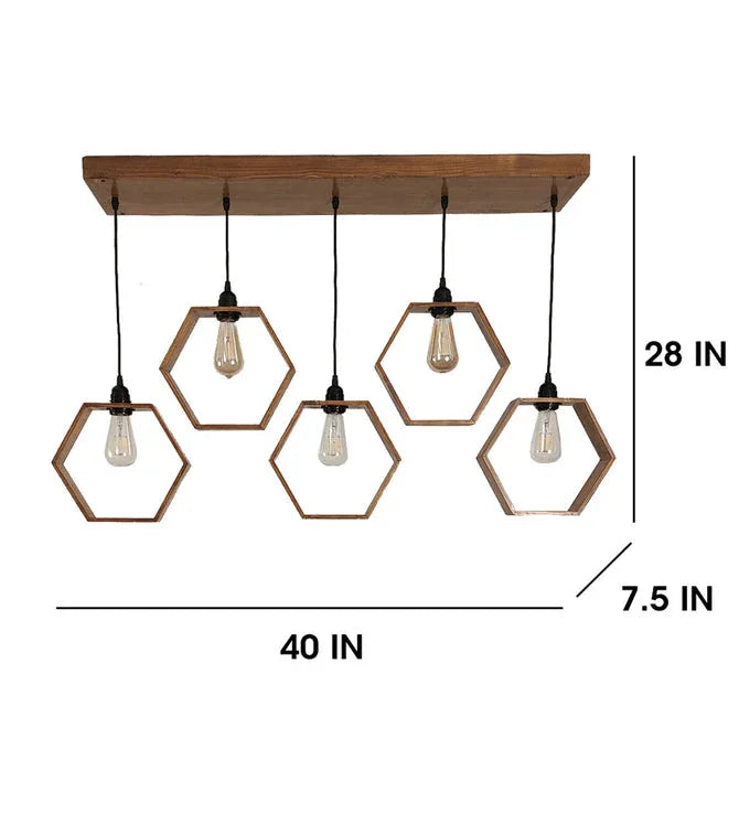 Hexagram Brown 5 Series Hanging Lamp - ArtyCraftz.com