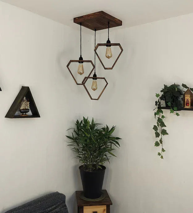 Wooden Cluster Hanging Lamp