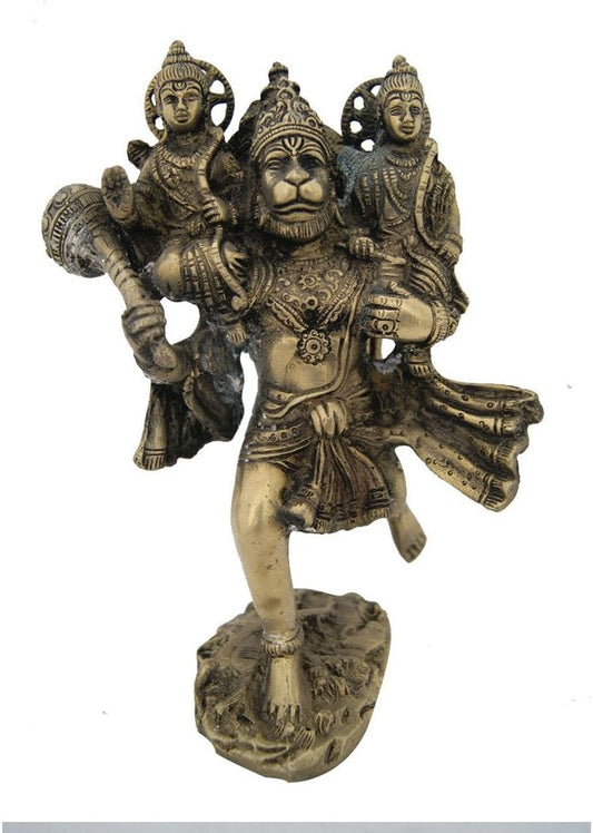 Hindu God Hanuman Carrying Sri Lord Ram & Laxman Idol Sculpture Statue - ArtyCraftz.com