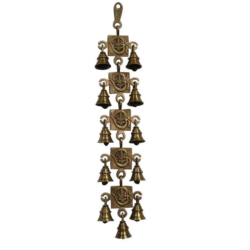 Hindu Lucky Auspicious Symbol Vastu Om Ganesha 11 Bells Pure Brass Buri Nazar Battu Decor - ArtyCraftz.com