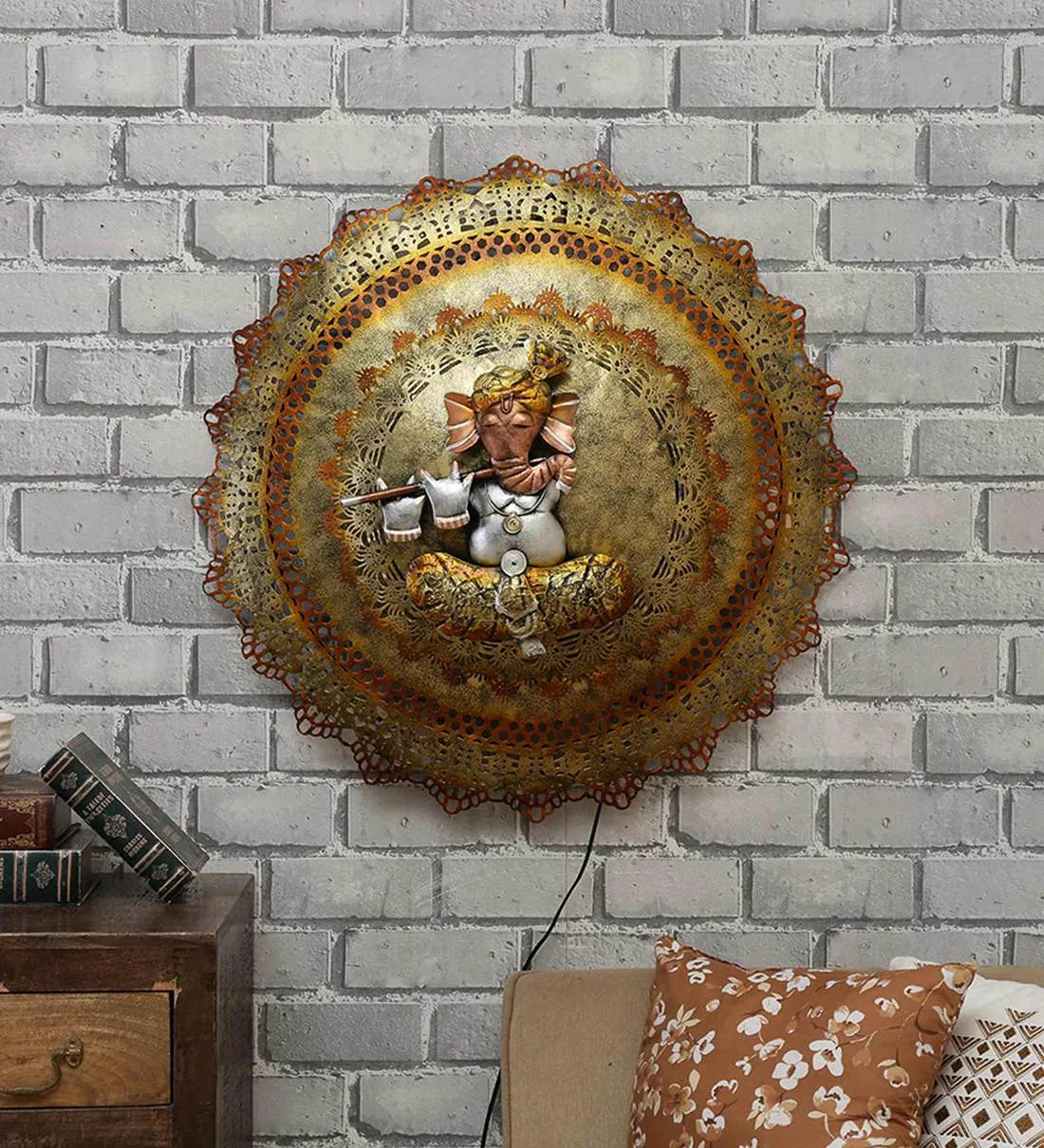 Home Ganesha Wall Hanging Showpiece Decorative Wall Sculpture for Hall